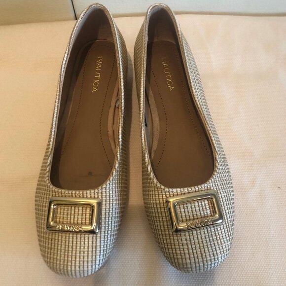 NEW (NWOT) Nautica Halsell buckle-detail woven ballet flats sz 7.5 - Picture 1 of 14